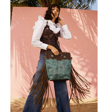 Load image into Gallery viewer, MYRA BLUE VINE HAND-TOOLED BAGS

