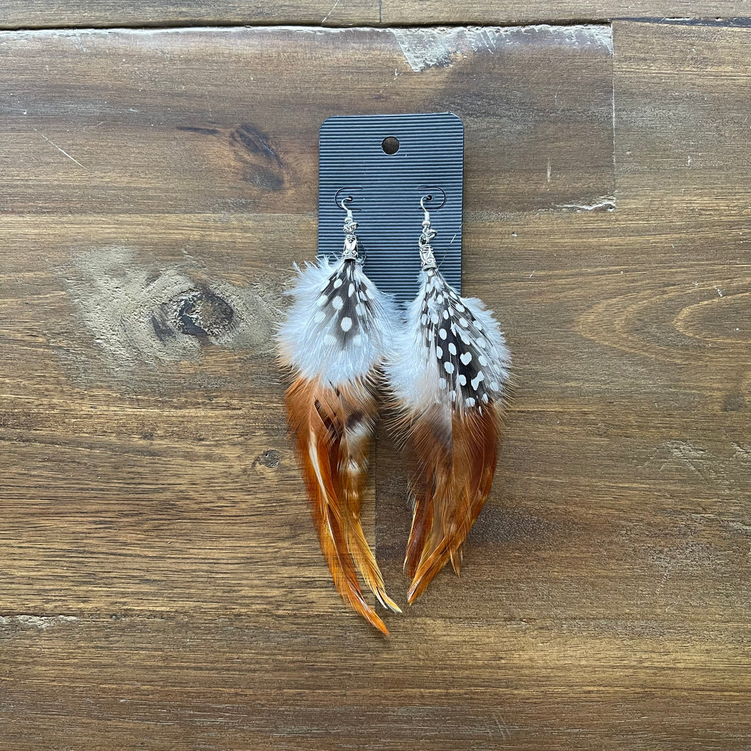 Handmade Single Tier Brown Feather Earrings