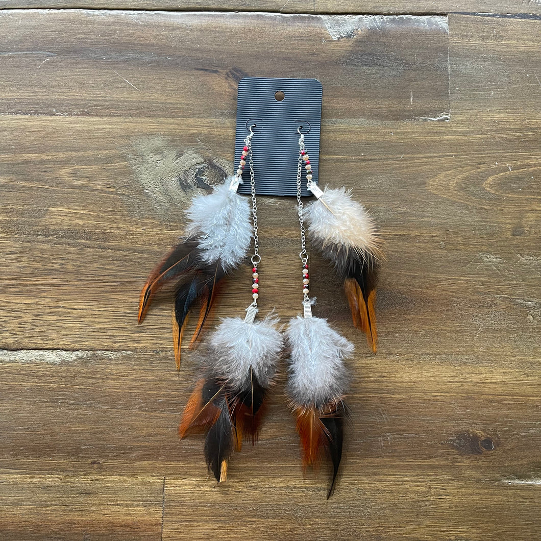 Handmade 2 Tier Brown and Black Feather Earrings